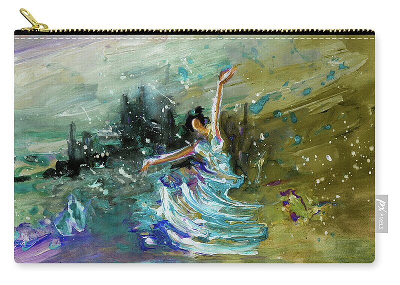 Spain Zip Pouch featuring the painting Impression Of Flamenco 02 by Miki De Goodaboom