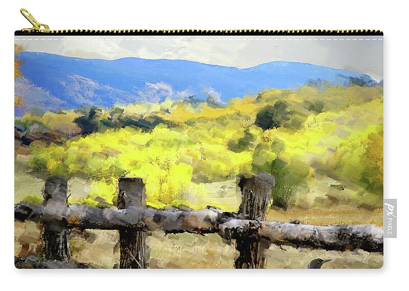 Fall Zip Pouch featuring the digital art Impressionist Fall, Colorado by Deb Nakano