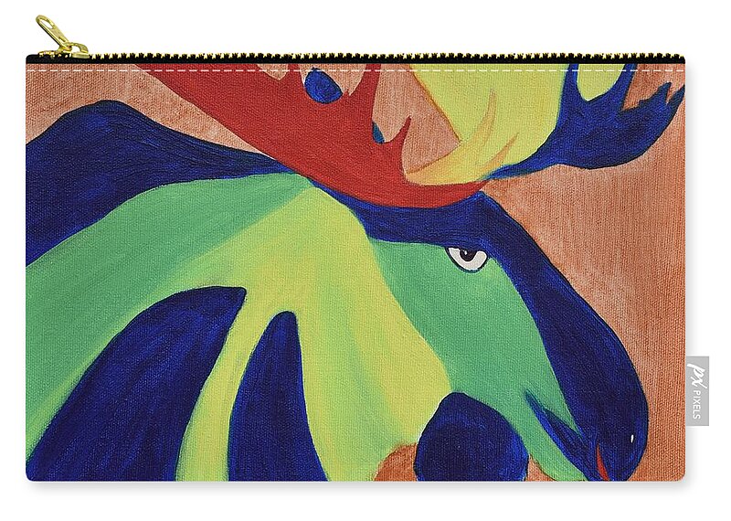Moose Zip Pouch featuring the painting Impressions of Moose by Monika Shepherdson