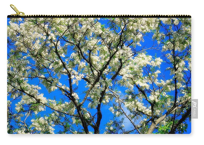 Black Locust Tree Zip Pouch featuring the photograph In Full Bloom by Mary Walchuck