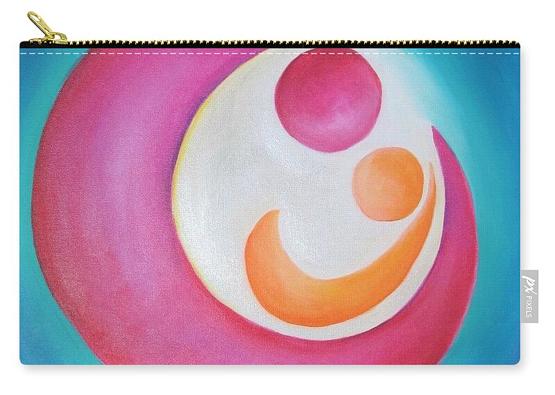 Red Zip Pouch featuring the painting In my protection... completely by Jennifer Hannigan-Green