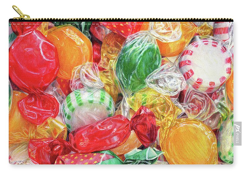 Candy Zip Pouch featuring the drawing In Nana's Candy Dish by Shana Rowe Jackson