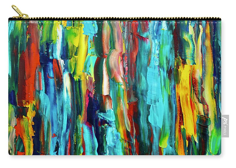 Turquoise Zip Pouch featuring the painting In The Depths 2 by Teresa Moerer