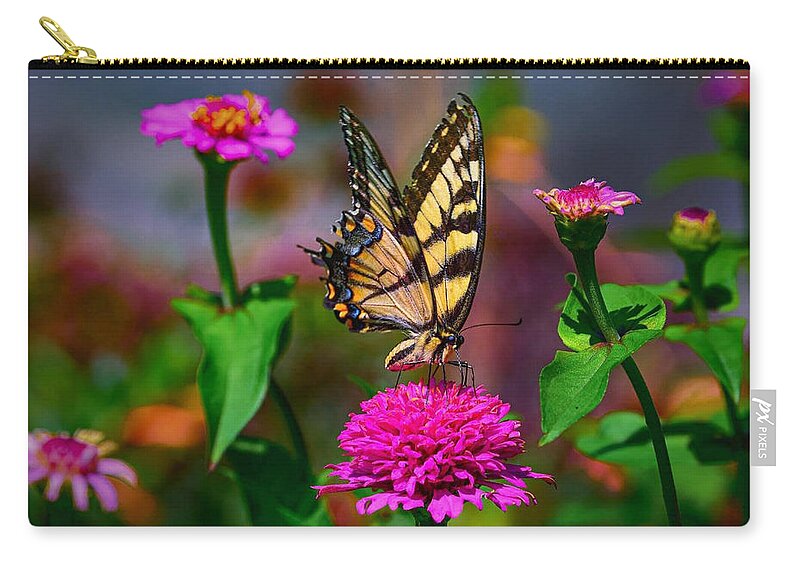 Butterfly Zip Pouch featuring the photograph In the Garden by Carolyn Mickulas