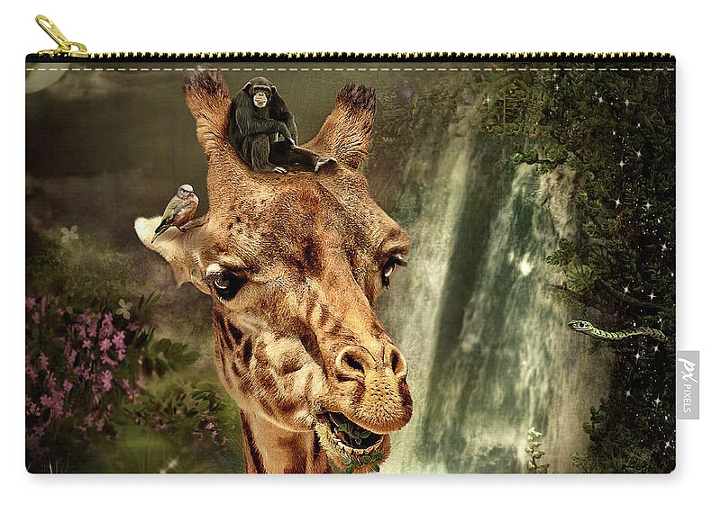 Giraffe Zip Pouch featuring the digital art In the Lake by Maggy Pease