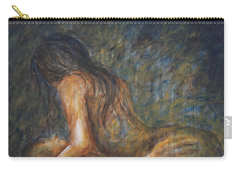Erotic Zip Pouch featuring the painting In the Woods - Erotic Painting by Nik Helbig