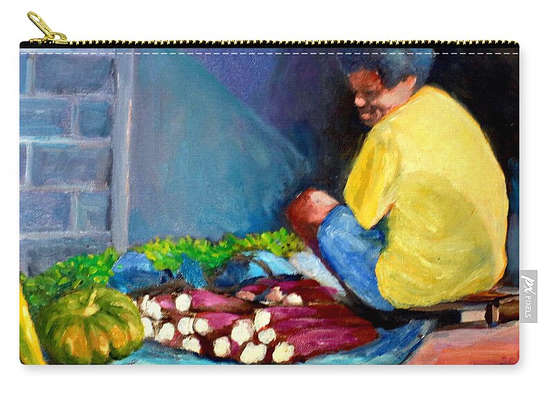 Native Women Zip Pouch featuring the painting In Waiting and Hope by Jason Sentuf