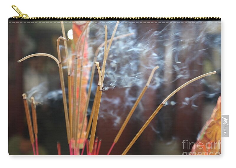 Incense Zip Pouch featuring the photograph Incense Burning Asia by Chuck Kuhn
