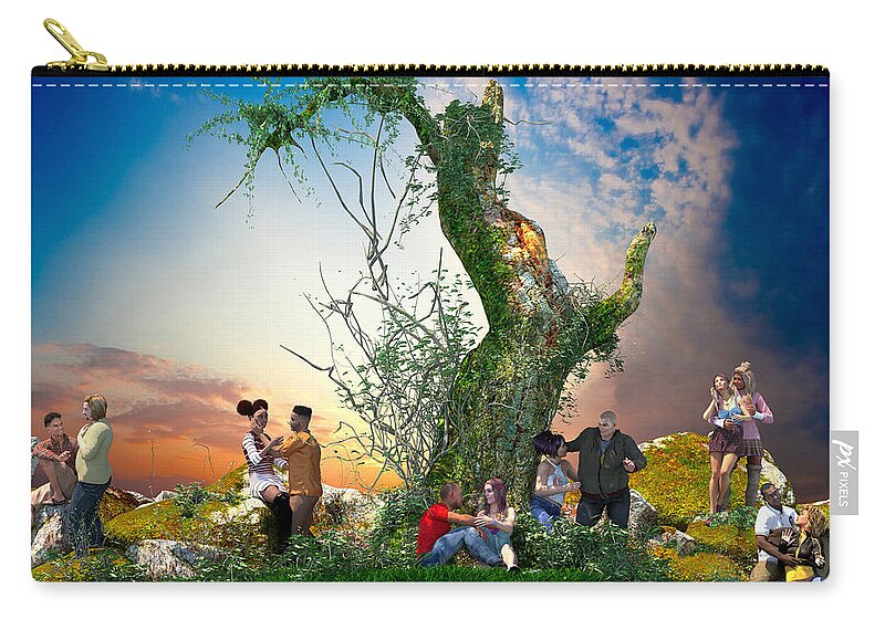 Eternally Rooted Zip Pouch featuring the digital art Inception by Williem McWhorter