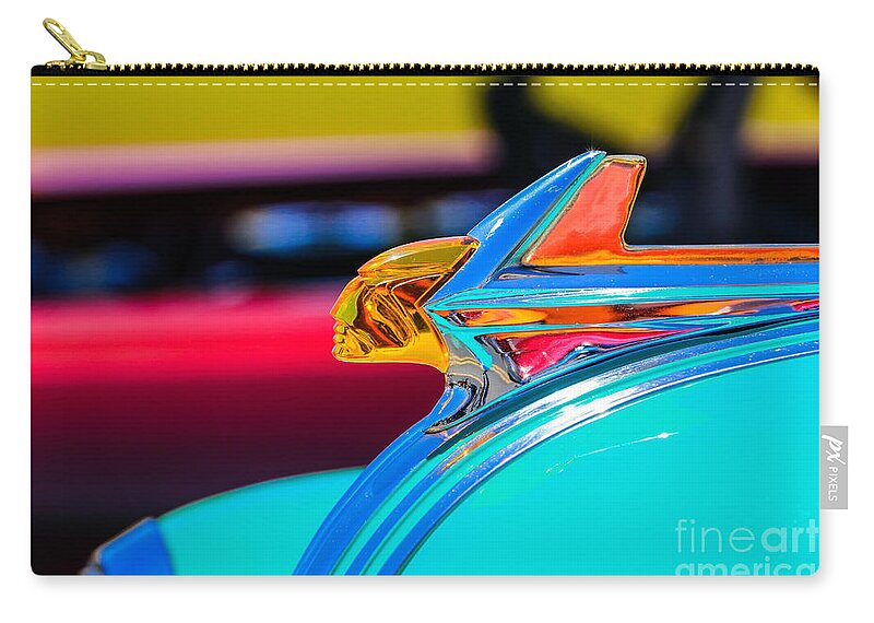 Hood Zip Pouch featuring the photograph Indian Head Hood Ornament by Vivian Krug Cotton