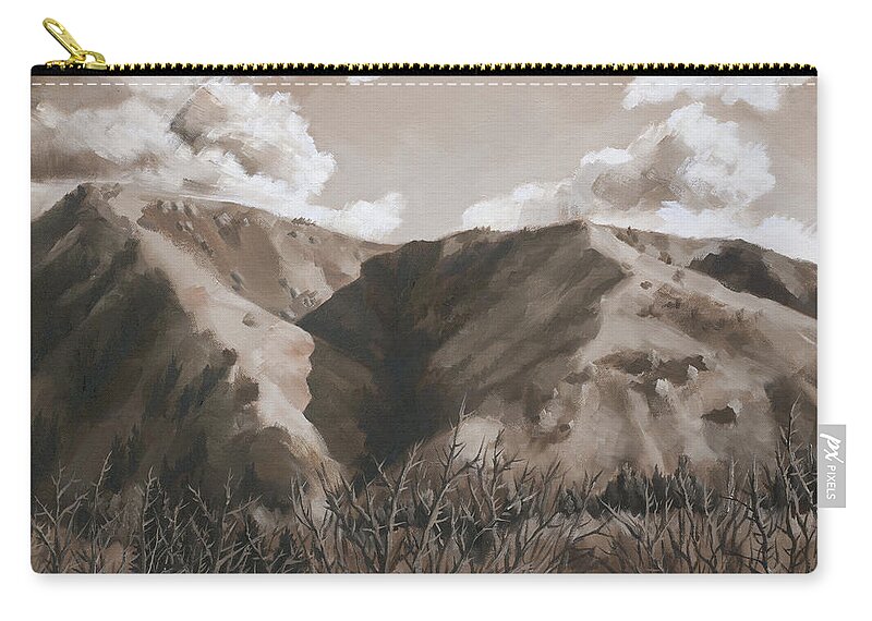 Landscape Zip Pouch featuring the drawing Indian Hill by Jordan Henderson