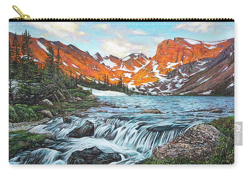 Colorado Zip Pouch featuring the painting Indian Peaks Wilderness by Aaron Spong