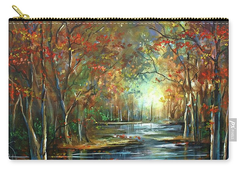 Landscape Zip Pouch featuring the painting Indian Summer by Michael Lang
