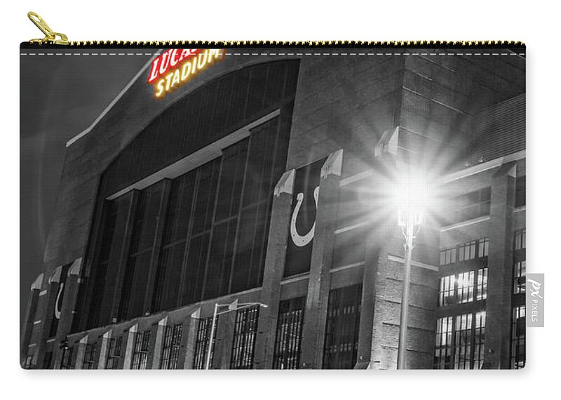 Indianapolis Zip Pouch featuring the photograph Indianapolis Football Stadium In Selective Color by Gregory Ballos