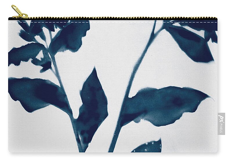 Indigo Zip Pouch featuring the mixed media Indigo Blue Flowers 2 by Janine Aykens