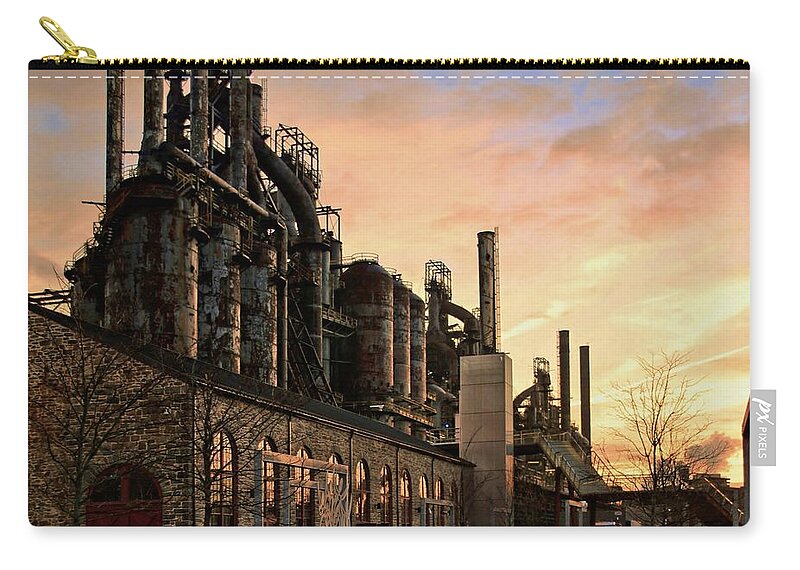 Bethlehem Zip Pouch featuring the photograph Industrial Landmark by DJ Florek