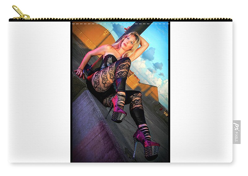 Cosplay Zip Pouch featuring the photograph Industrial Pinup #2 by Christopher W Weeks