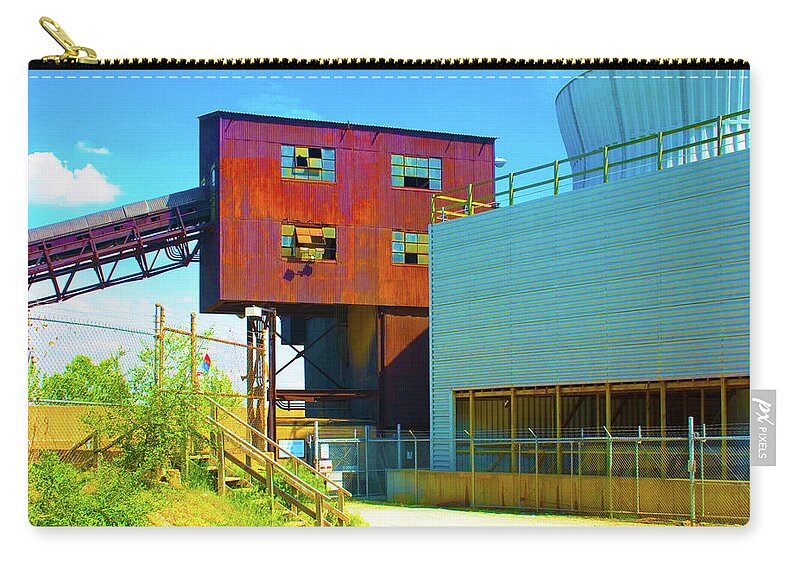 Architecture Zip Pouch featuring the photograph Industrial Power Plant Architectural Landscape by Patrick Malon
