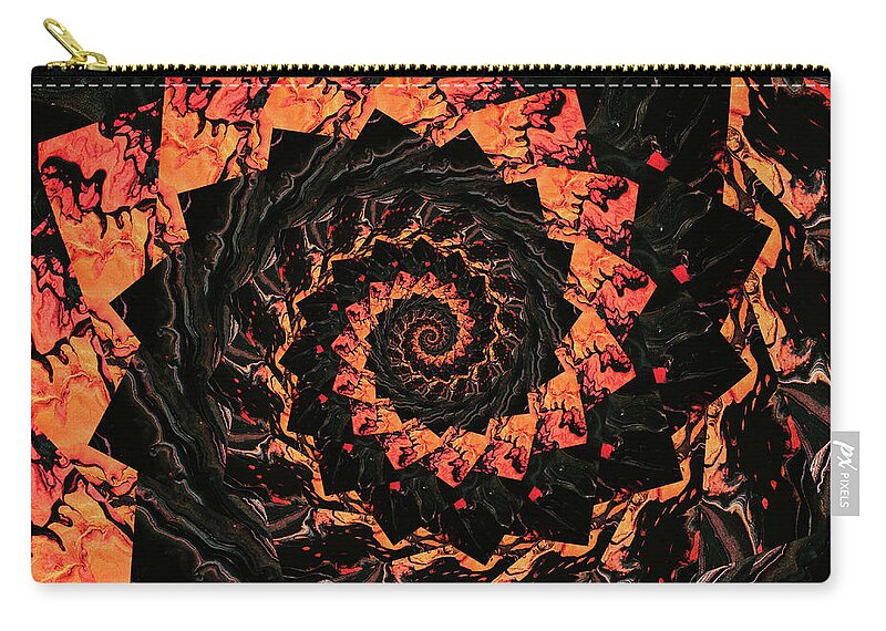 Endless Zip Pouch featuring the digital art Infinity Tunnel Spiral Lava 4 by Pelo Blanco Photo