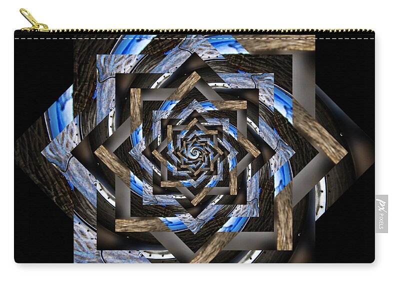Endless Zip Pouch featuring the digital art Infinity Tunnel Star Salmon Waves 2 Sans Border by Pelo Blanco Photo