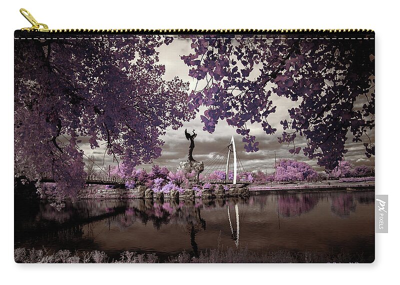 Keeper Of The Plains Zip Pouch featuring the photograph Infrared Keeper of the Plains 2 by Brian Duram