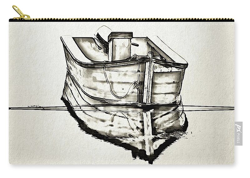 Ink Art Zip Pouch featuring the photograph Ink Boat by Tatiana Travelways
