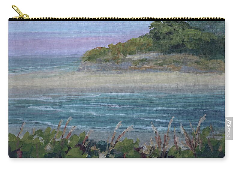 Oregon Zip Pouch featuring the painting Inlet - Oregon Coast Painting by Karen Ilari
