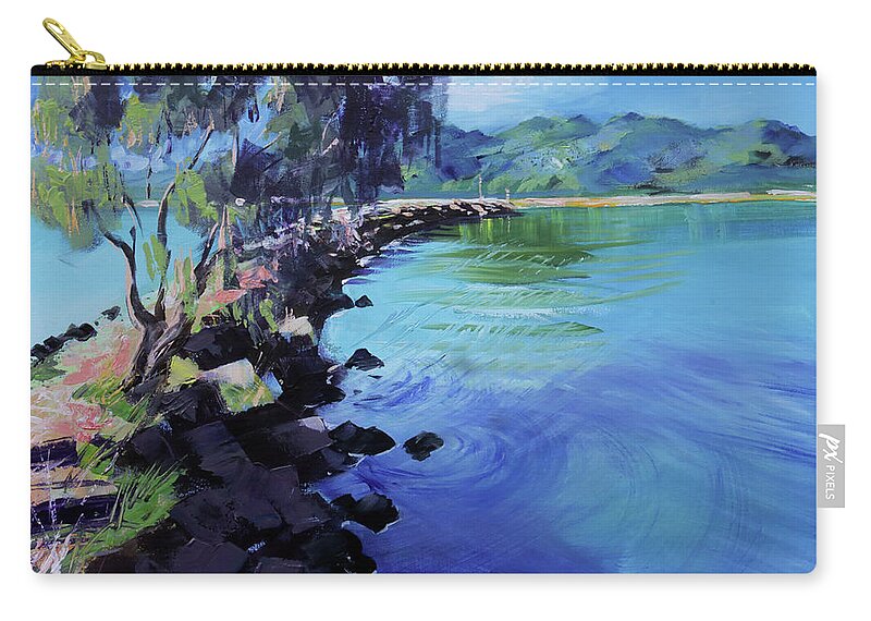 Landscape Zip Pouch featuring the painting Inner Harbour by Shirley Peters