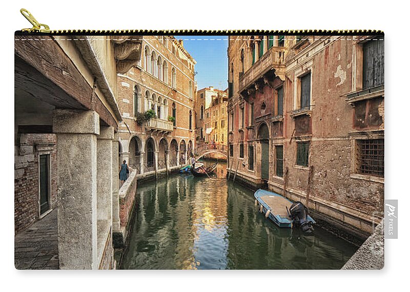Canal Zip Pouch featuring the photograph Inside a Venetian canal by The P