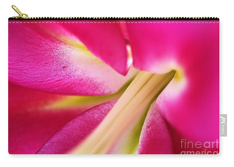 Lily Zip Pouch featuring the photograph Inside Hot Pink Lily by Joy Watson