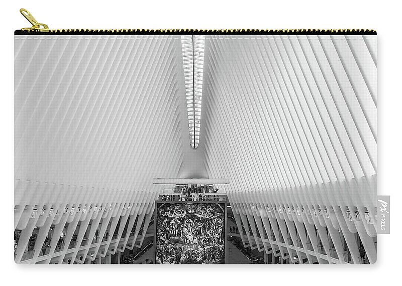 World Trade Center Zip Pouch featuring the photograph Inside Oculus in Black and White by Elvira Peretsman