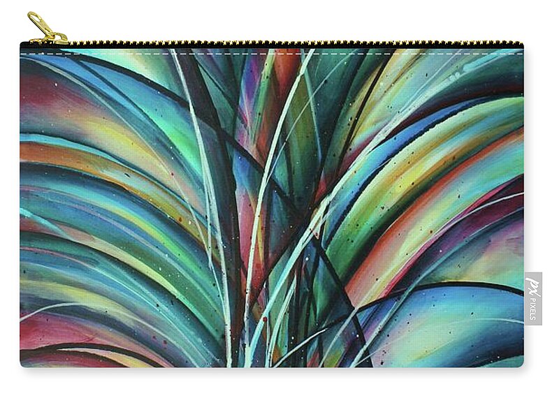 Multi Color Zip Pouch featuring the painting Instinct by Michael Lang