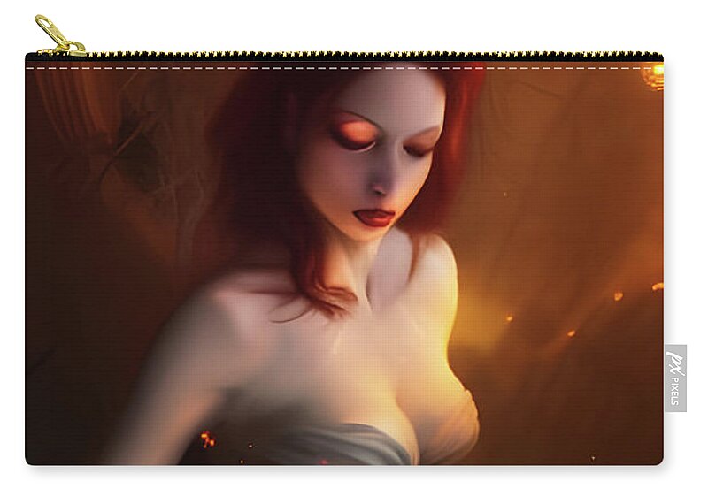 Portrait Zip Pouch featuring the digital art Intentions over Candlelight by Annalisa Rivera-Franz