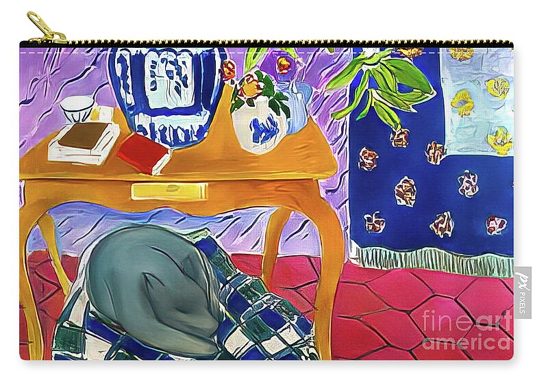 Interior Zip Pouch featuring the painting Interior With a Dog by Henri Matisse 1934 by Henri Matisse
