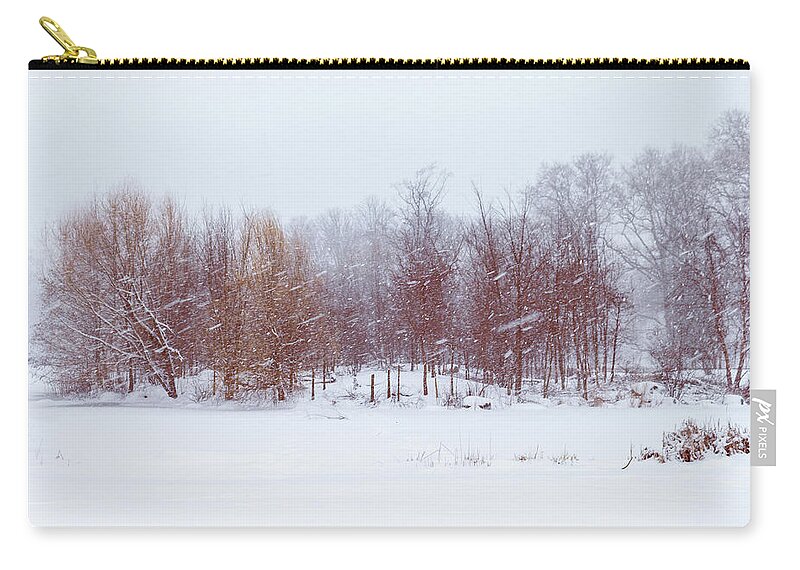 Snow Zip Pouch featuring the photograph Into the Brooklyn Winter Storm by Auden Johnson