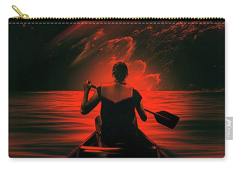 Moon Zip Pouch featuring the digital art Into The Horizon by Nicebleed