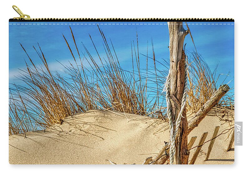 Sandy Hook Zip Pouch featuring the photograph Intruders On Windswept Sand Dune by Gary Slawsky
