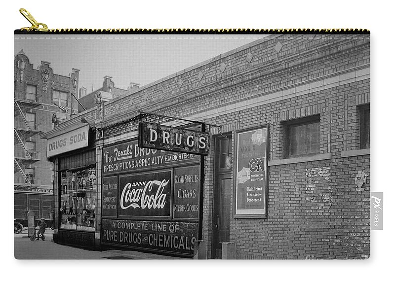 1926 Zip Pouch featuring the photograph Inwood Pharmacy by Cole Thompson