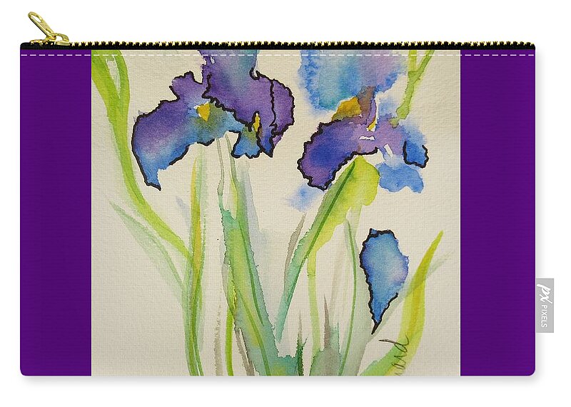 Flowers Zip Pouch featuring the painting Iris by Dale Bernard