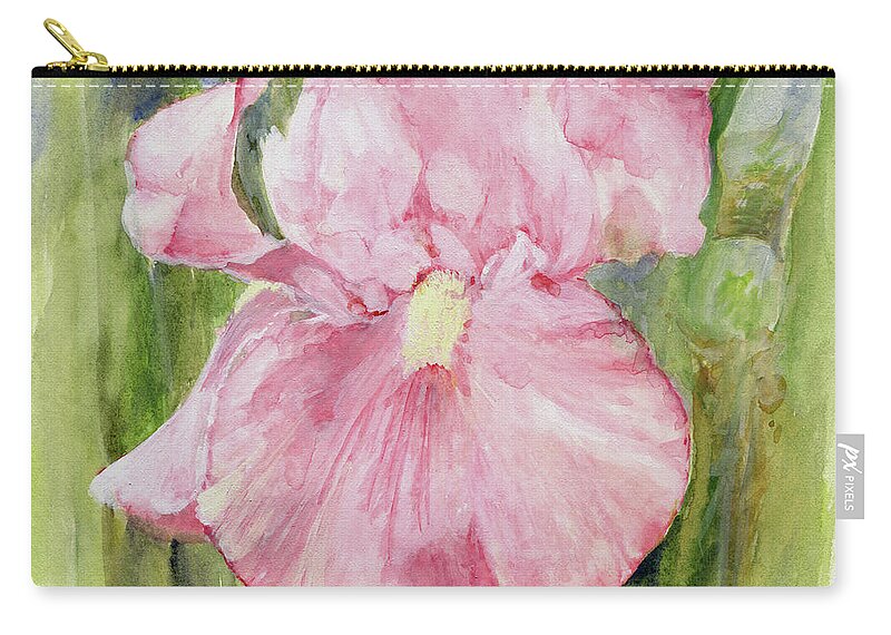  Art Zip Pouch featuring the painting Iris in Pink by Laurie Rohner