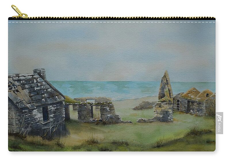 Ireland Zip Pouch featuring the painting Irish Ruins by Celene Terry