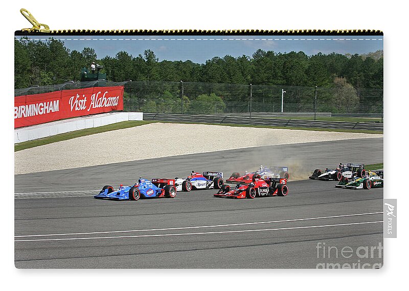 Indycar Zip Pouch featuring the photograph IRL Indycar Racing Barber Birmingham Alabama by Pete Klinger