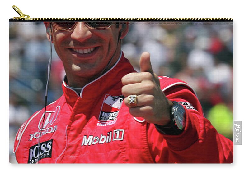 Indy;car;racing;motorsports;irl;newton Zip Pouch featuring the photograph Helio Castroneves IRL Racing by Pete Klinger