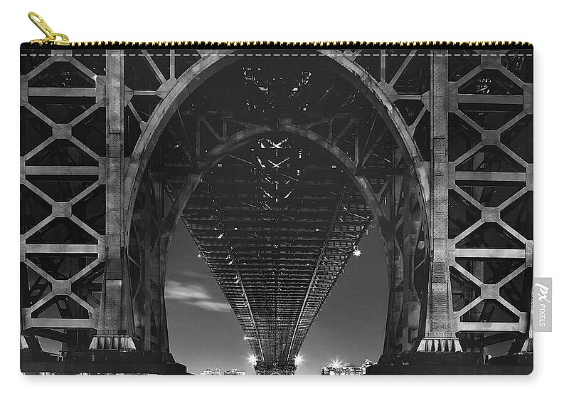 Williamsburg Bridge Zip Pouch featuring the photograph Iron Clad by Az Jackson