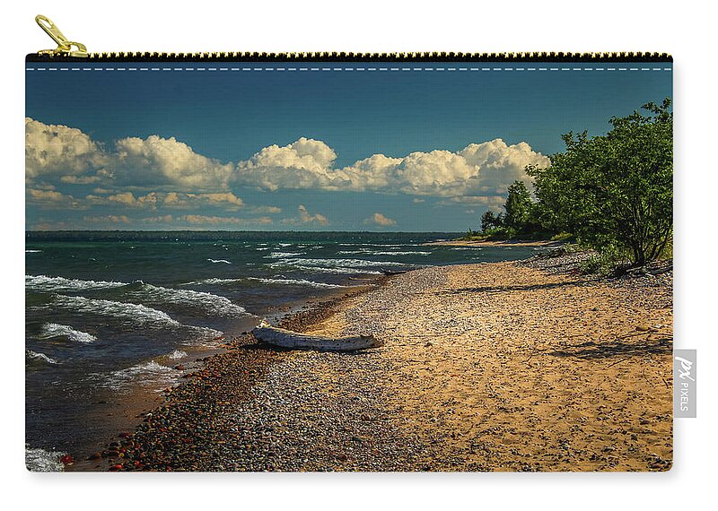 Great Lakes Zip Pouch featuring the photograph Iroquois Beach by Deb Beausoleil
