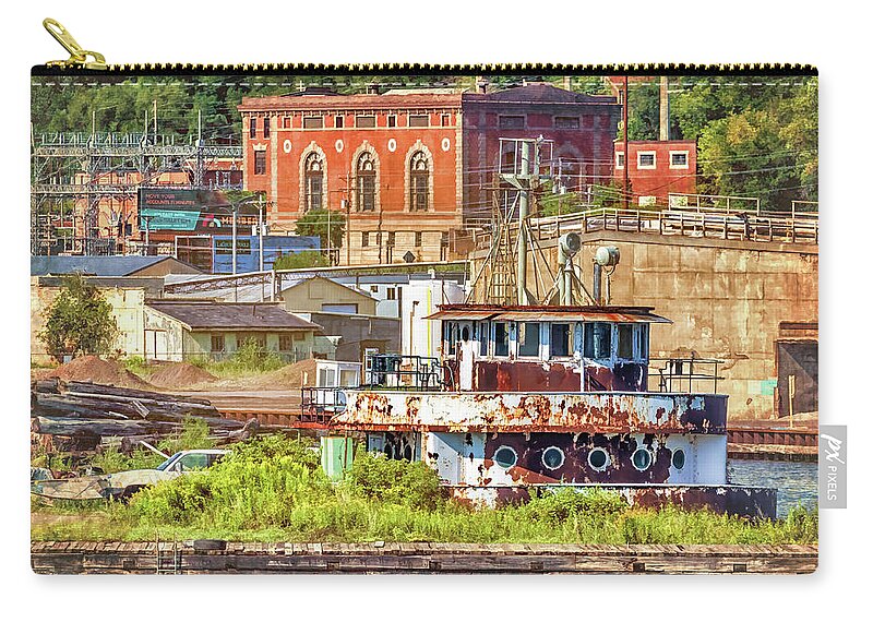 Duluth Minnesota Zip Pouch featuring the photograph Irving L Clymer Pilothouse by Susan Rissi Tregoning