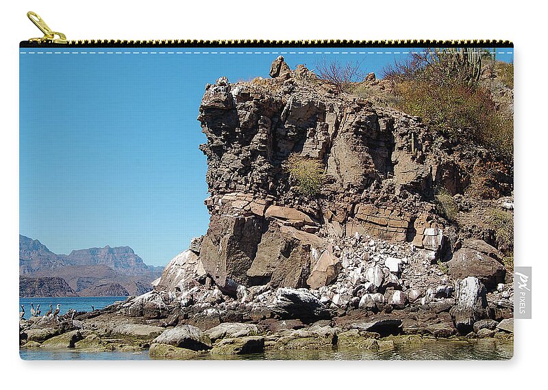 Ocean Zip Pouch featuring the photograph Isla Coronado Cliffs by William Scott Koenig