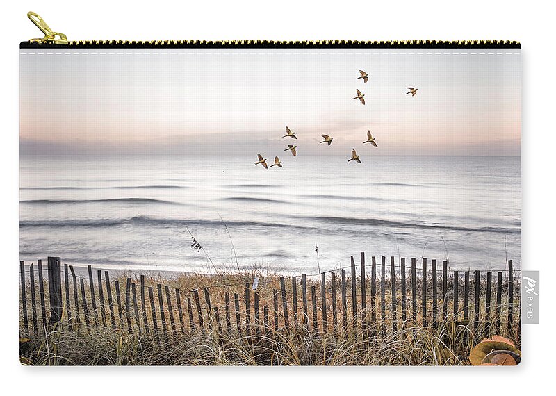 Birds Zip Pouch featuring the photograph Island Beach Dunes Parrots by Debra and Dave Vanderlaan