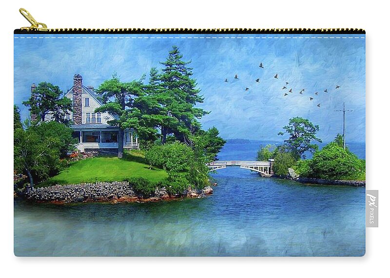 Bridge Zip Pouch featuring the photograph Island Home with Bridge - My Happy Place by Patti Deters