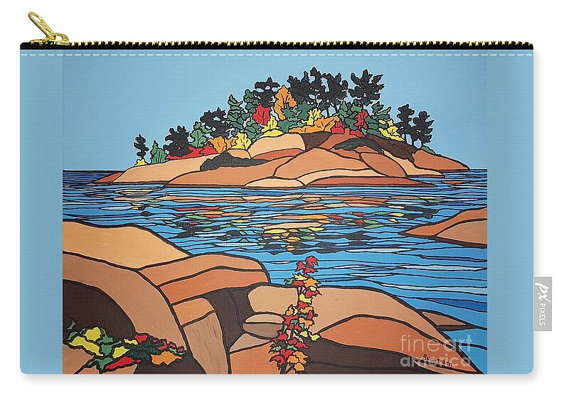 Landscape Zip Pouch featuring the painting Island Jewel by Petra Burgmann
